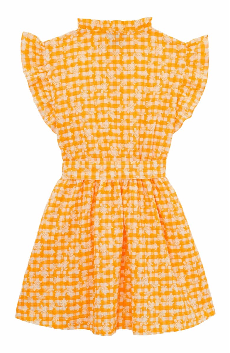 Vilebrequin Kids' Turtle Vichy Cotton Dress, Alternate, color, Mangue