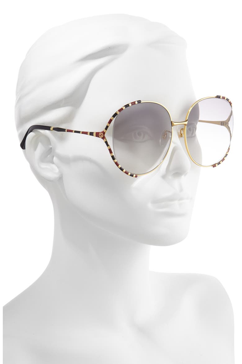 64mm Gradient Oversize Round Sunglasses, Alternate, color, GOLD/GRADIENT GREY