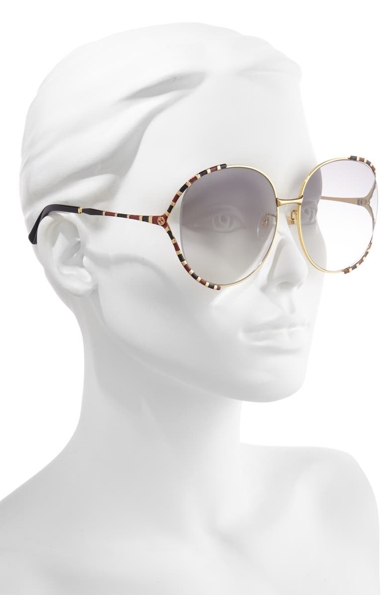 Gucci 64mm Gradient Oversize Round Sunglasses, Alternate, color,