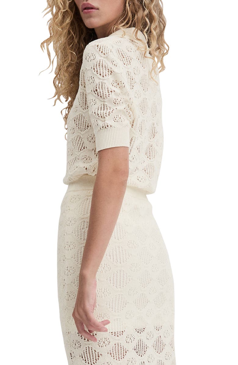 Favorite Daughter The Courtside Open Stitch Polo Sweater, Alternate, color, Ivory