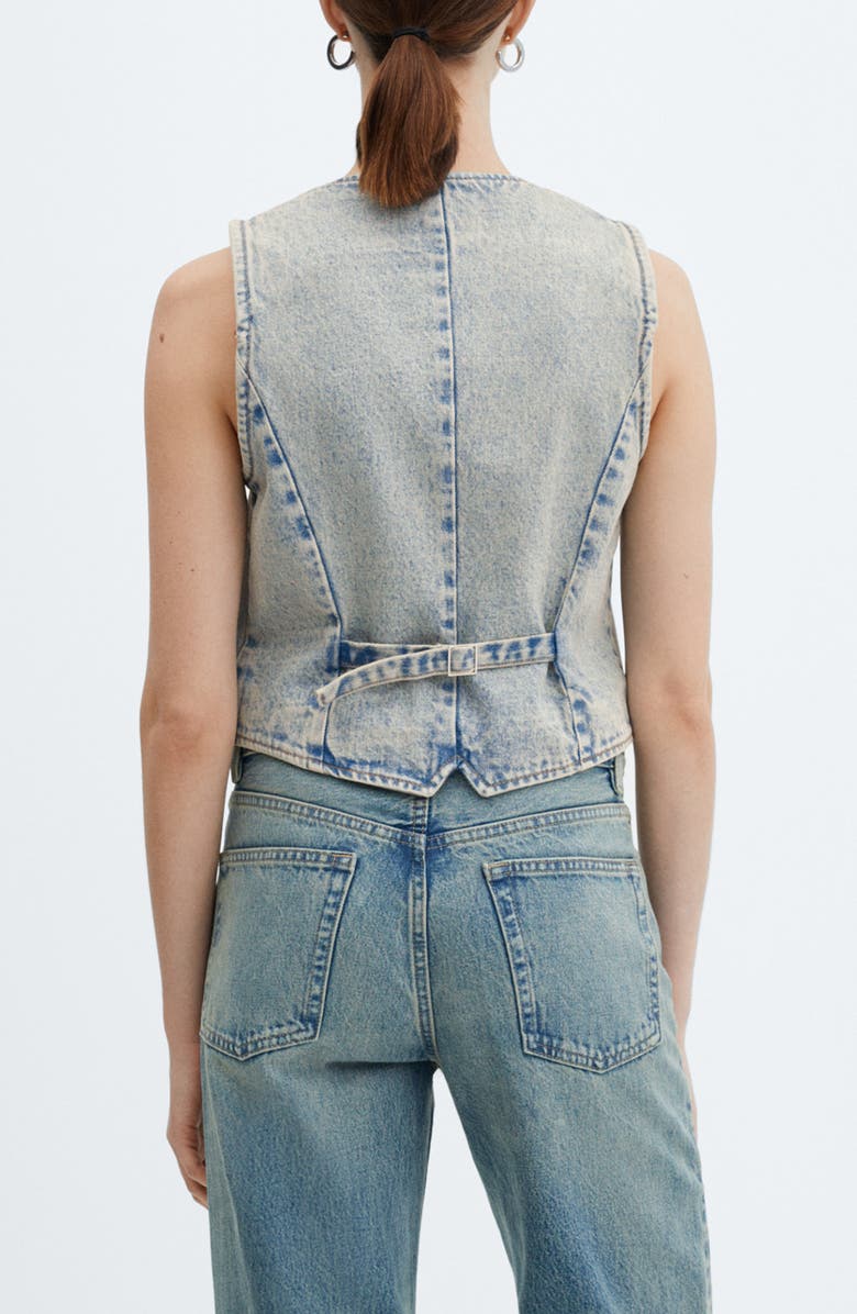 MANGO Taylor Crop Denim Vest, Alternate, color, Denim