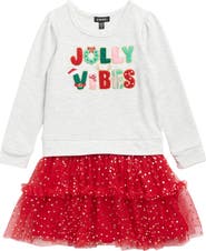 Zunie Kids' Holly Jolly Twofer Dress