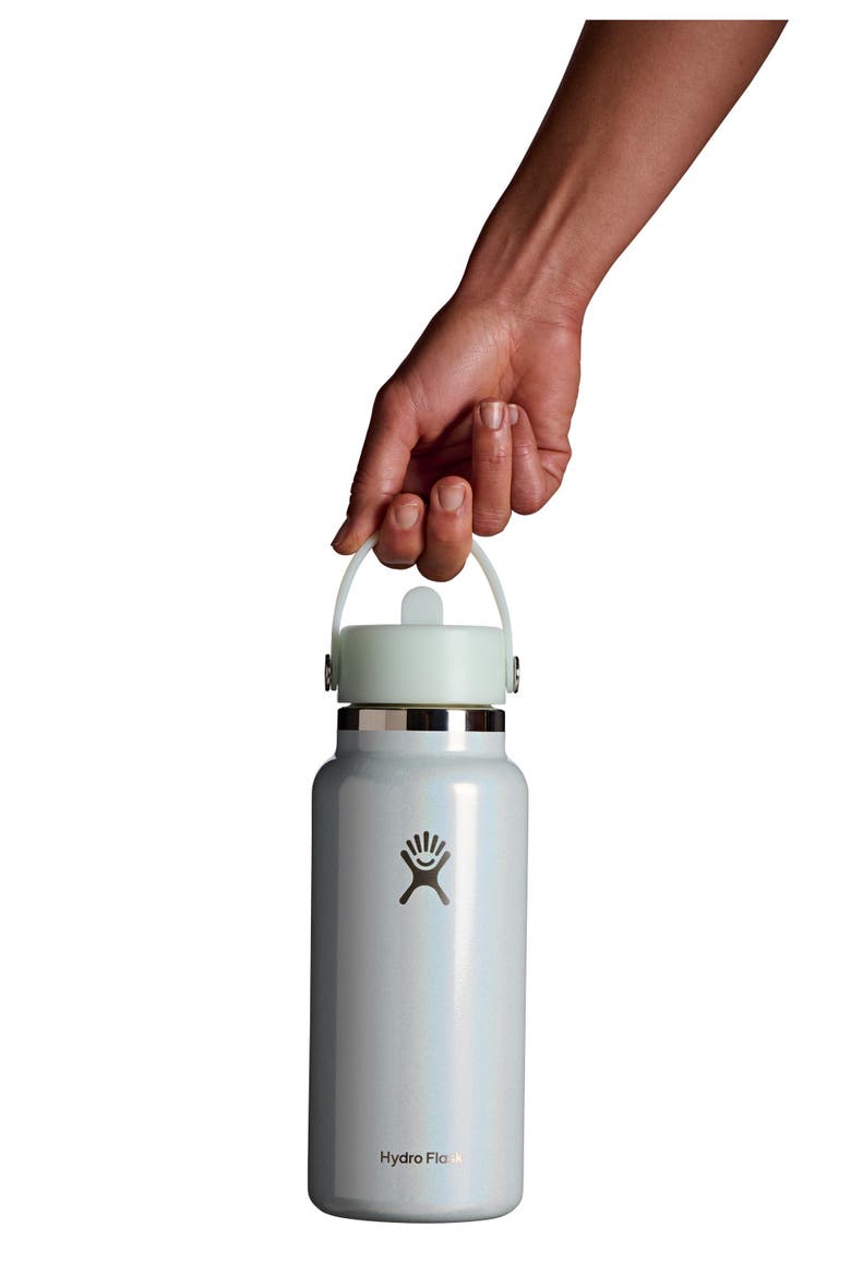 32-Ounce Wide Mouth Flex Straw Cap Bottle, Alternate, color, GLIMMER BLUE