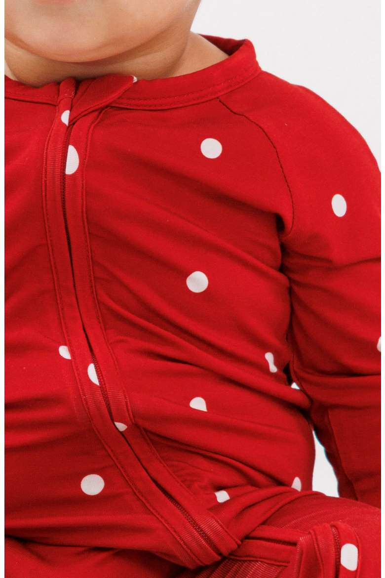 Polka Dot Zipper Romper, Alternate, color, Ruby Dot