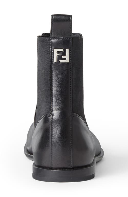 Fendi Ff Squared Nappa Leather Chelsea Boots In Black