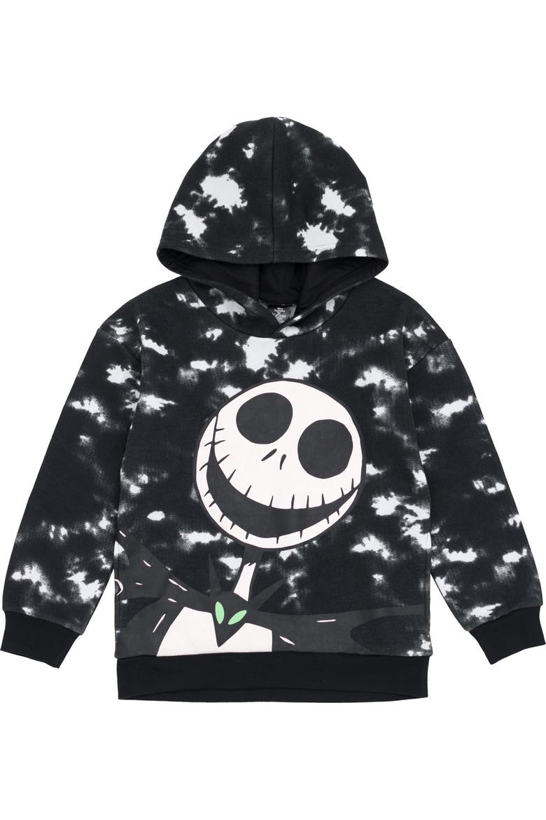 Nightmare Before Christmas Fleece Hooded Sweatshirt, Main, color, Jack Skellington Black