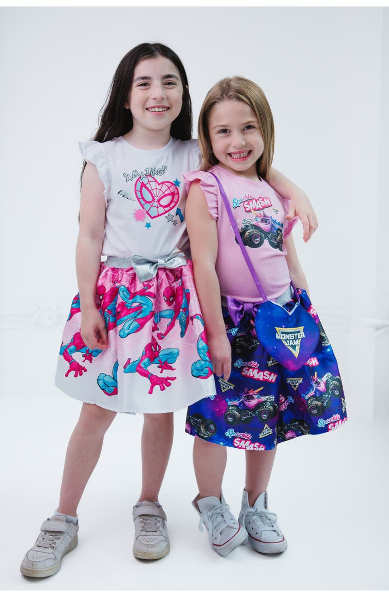 Monster Jam Sparkle Smash Tank Top Skirt & Bag Set, Alternate, color, Pink