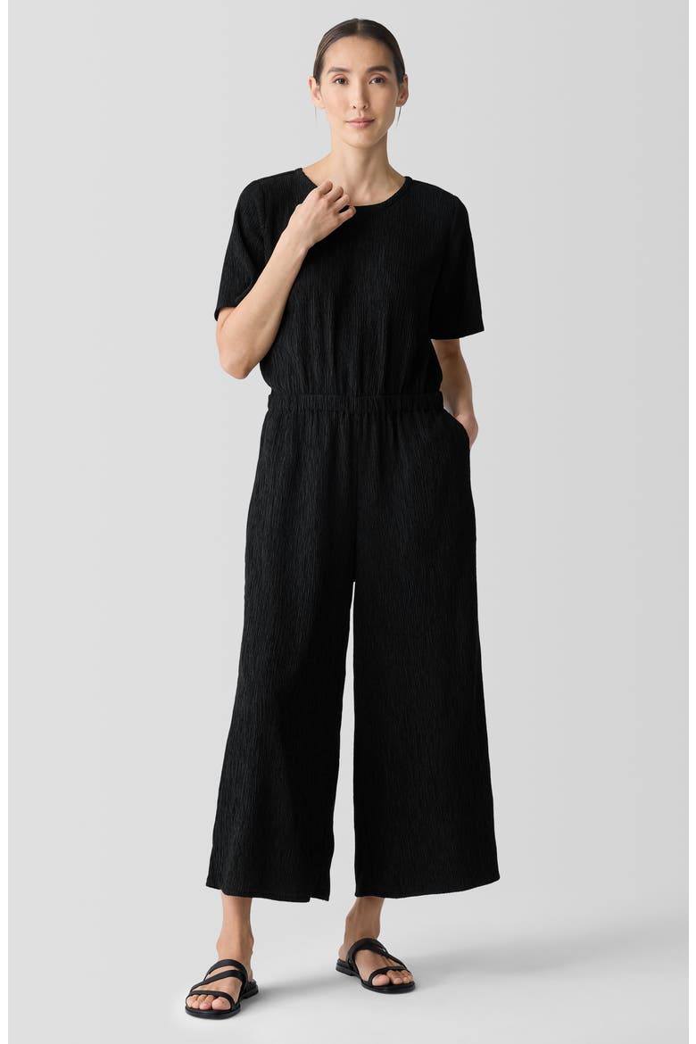 Crinkle Wide Leg Jumpsuit, Alternate, color, BLACK