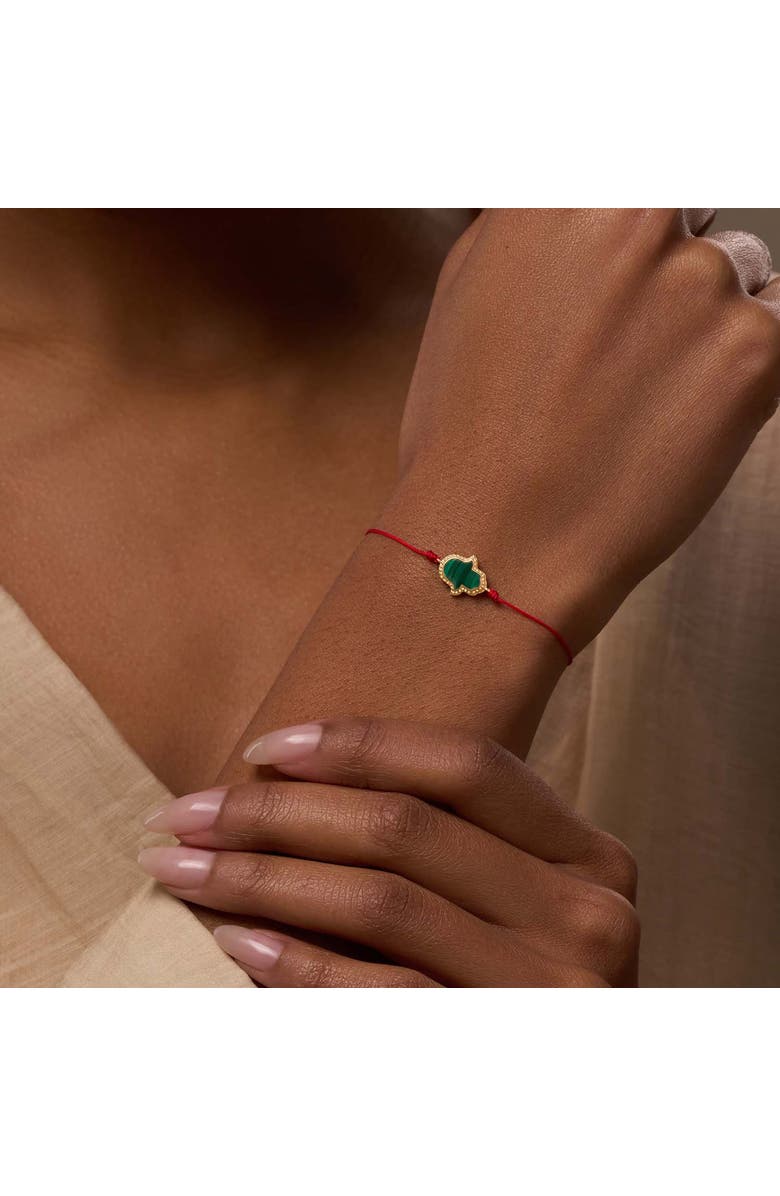 Karma and Luck Gifted & Blessed Hamsa Malachite Red String Bracelet, Alternate, color, Red/Green