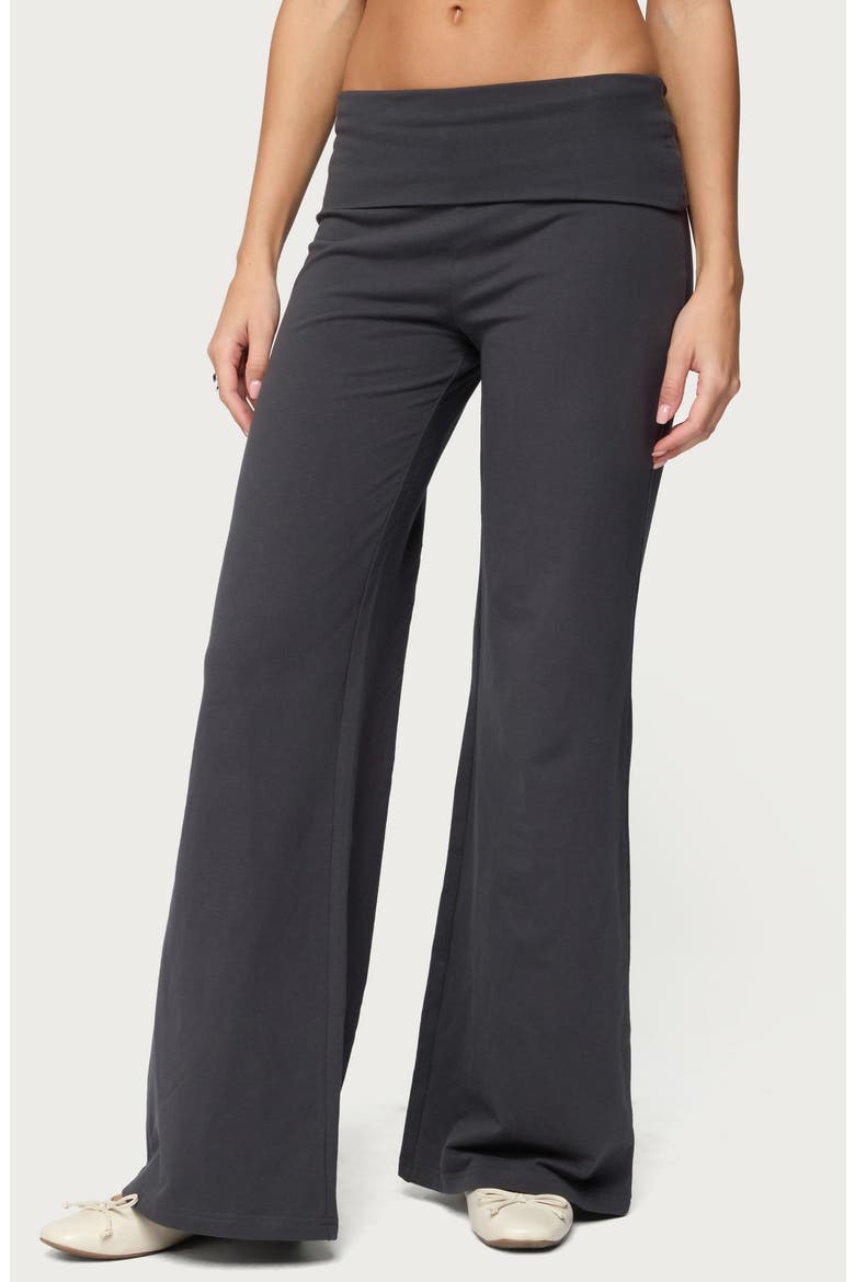 Wide Leg Foldover Pants, Alternate, color, DARK-GRAY