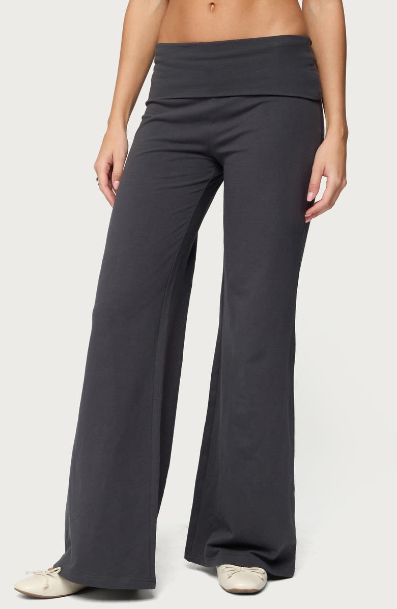 EDIKTED Wide Leg Foldover Pants, Alternate, color, 