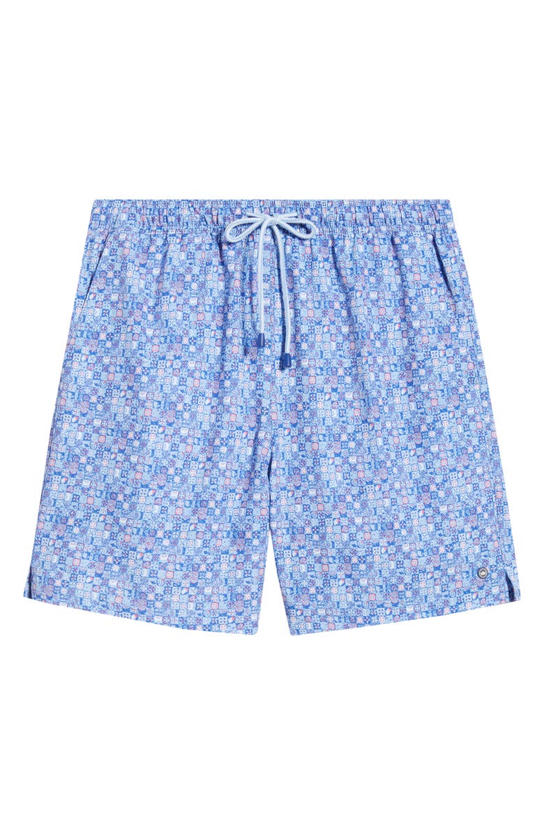 Peter Millar Santorini Tiles Swim Trunks, Alternate, color, Cottage Blue