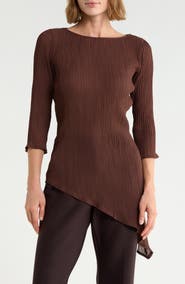 Renee C Asymmetrical Semi Sheer Top