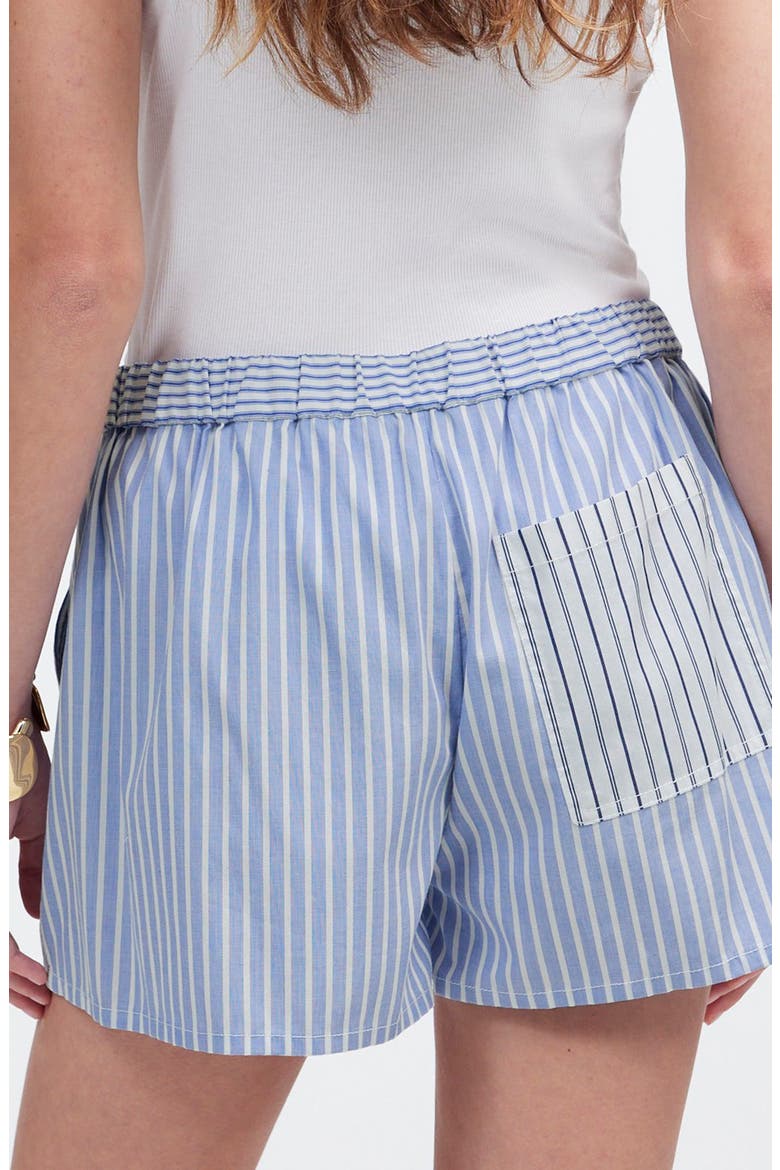 Stripe Poplin Pull-On Shorts, Alternate, color, TURQUOISE AND WHITE STRIPE
