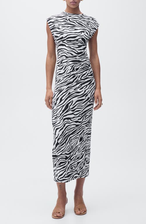 Mango Zebra Print Body-con Midi Dress