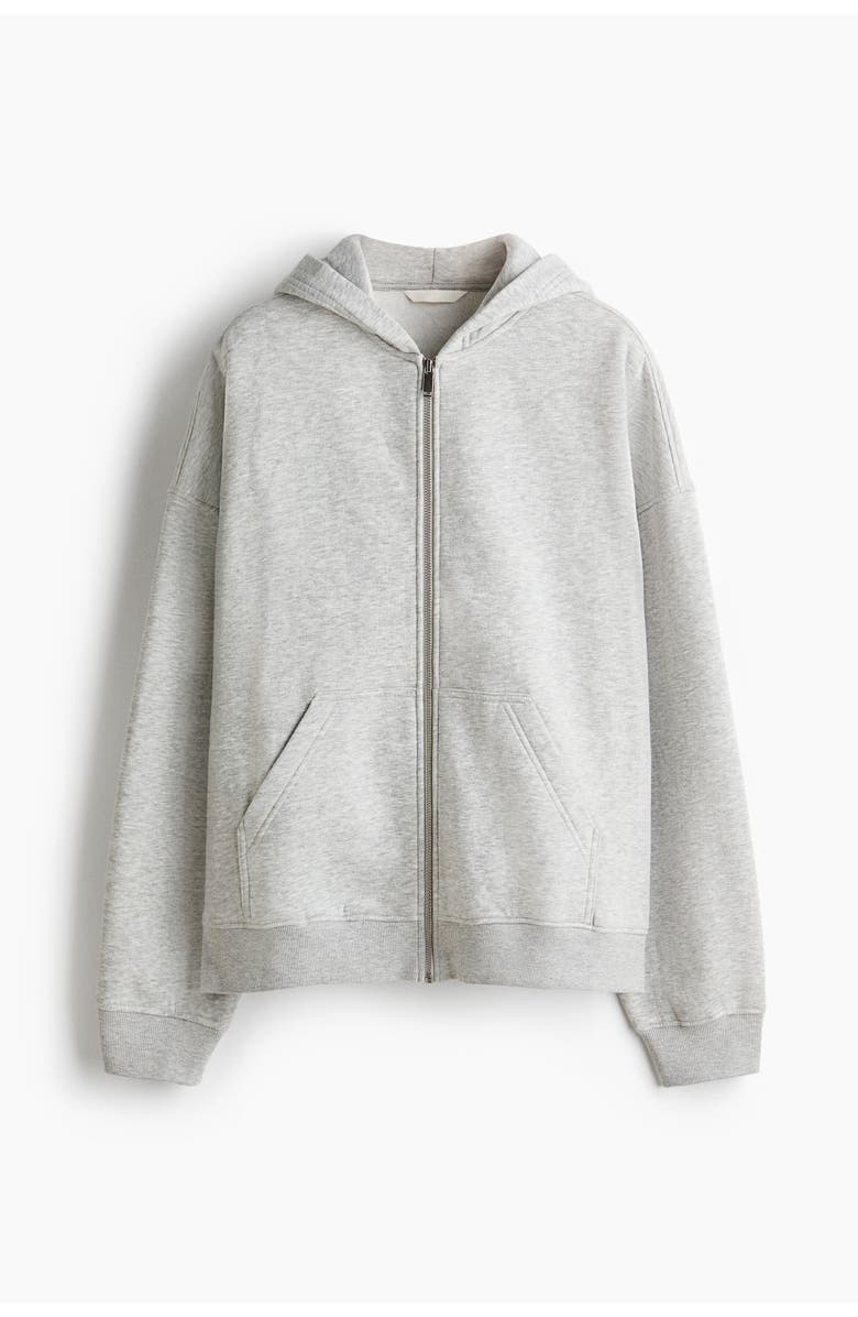 H&M Zip-through Hoodie, Main, color, Light Gray Melange
