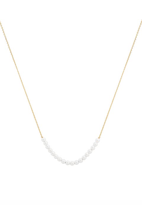 Sterling Silver 18k Gold Plated Rosalie Pearl Necklace Trendy Piece