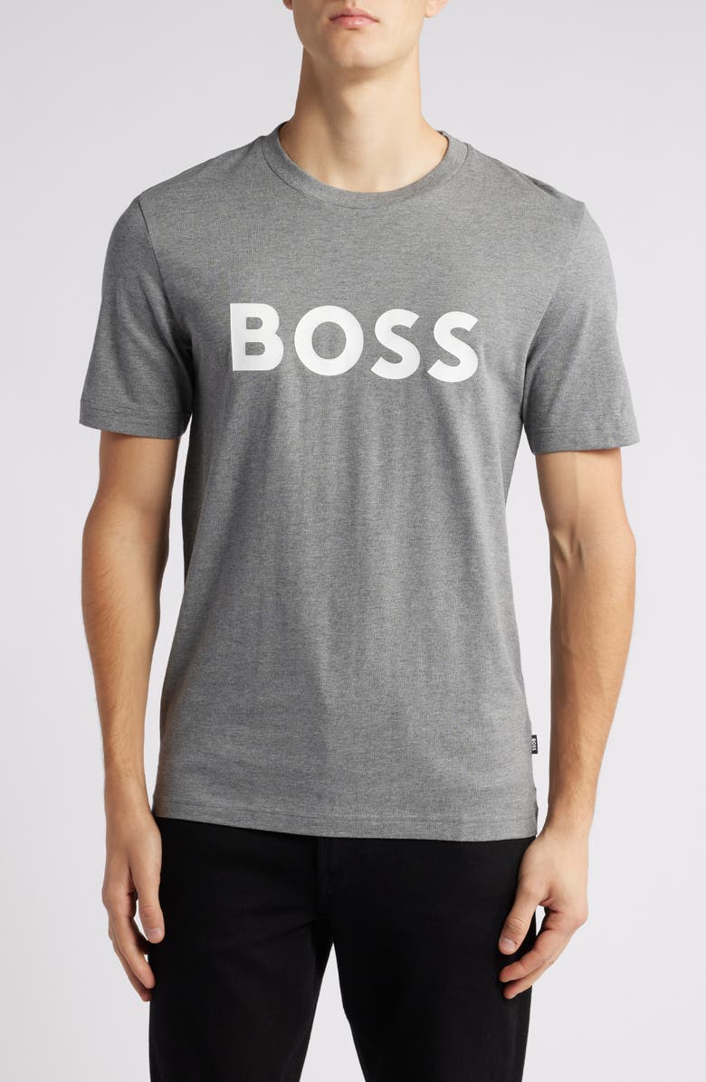 BOSS Tiburt Logo Graphic T-Shirt, Main, color, Medium Grey