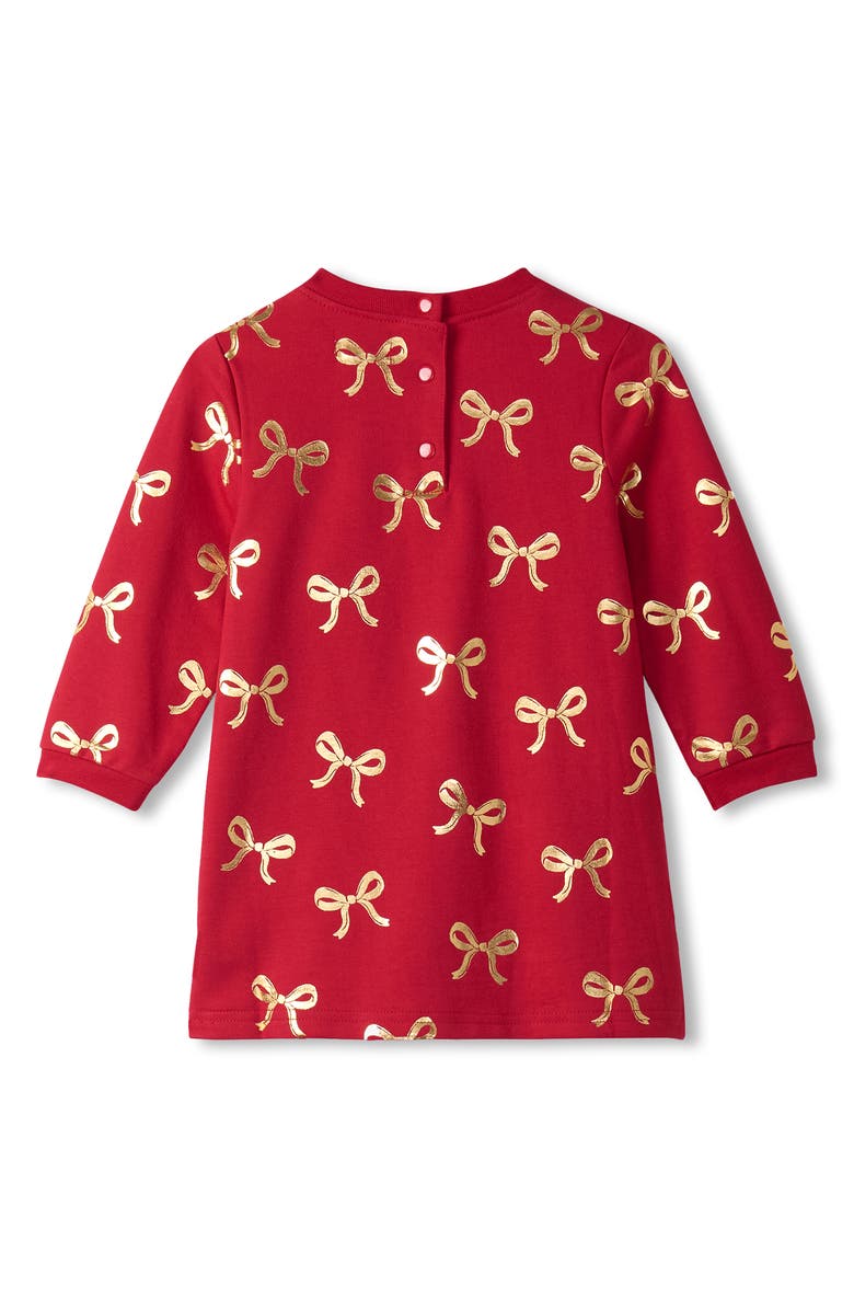 Hatley Foil Print Bow Dress, Alternate, color, Red