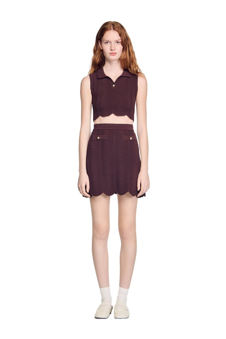 Short fancy knit skirt, Alternate, color, Brown