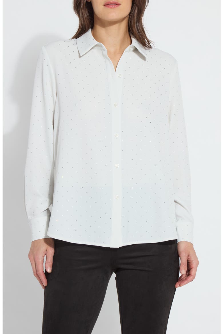 Crystal Embellished Button-Up Shirt, Main, color, ICE