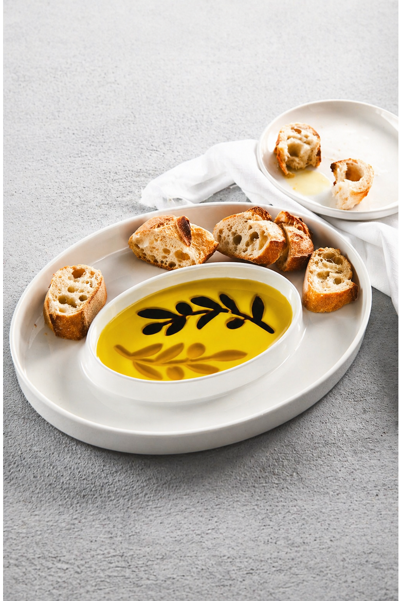 Olive Oil and Balsamic Vinegar Dipping Platter, Alternate, color, white