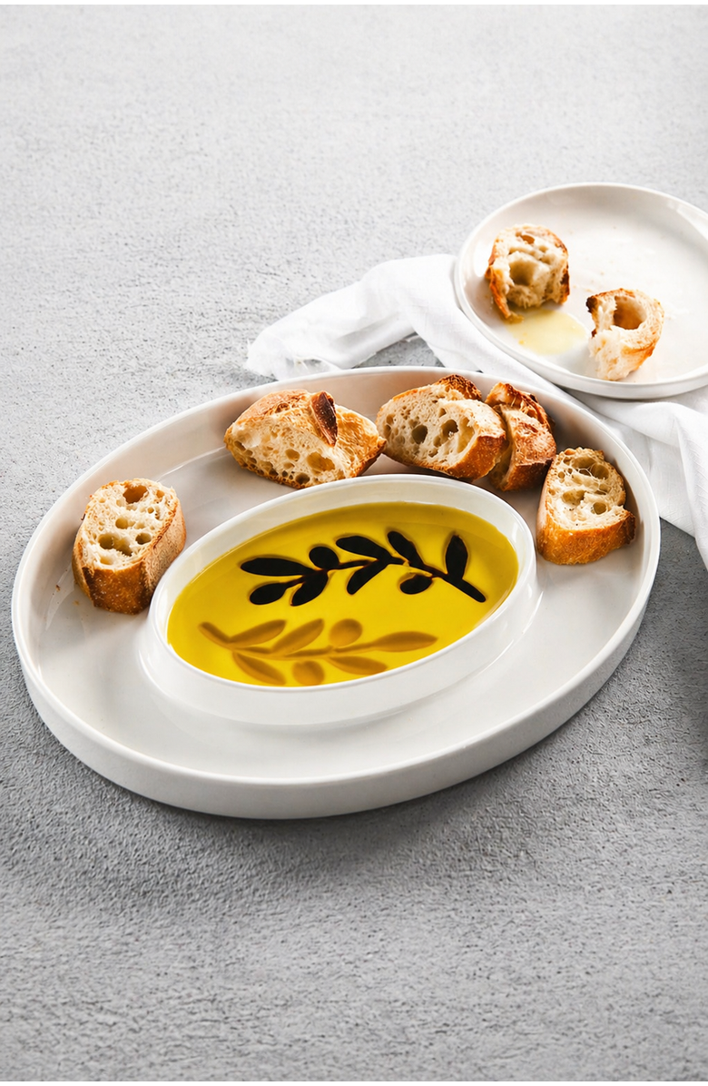 Jeanne Fitz Olive Oil and Balsamic Vinegar Dipping Platter, Alternate, color, White