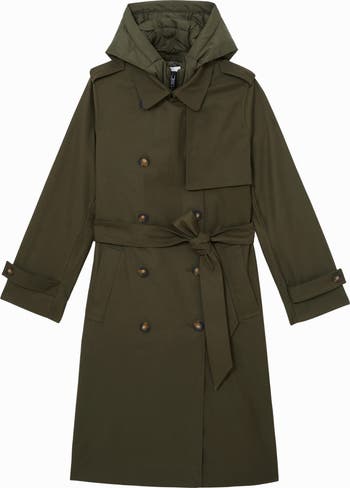 Reiss Azura Hooded Double Breasted Trench Coat | Nordstrom