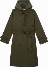 Reiss Azura Hooded Double Breasted Trench Coat
