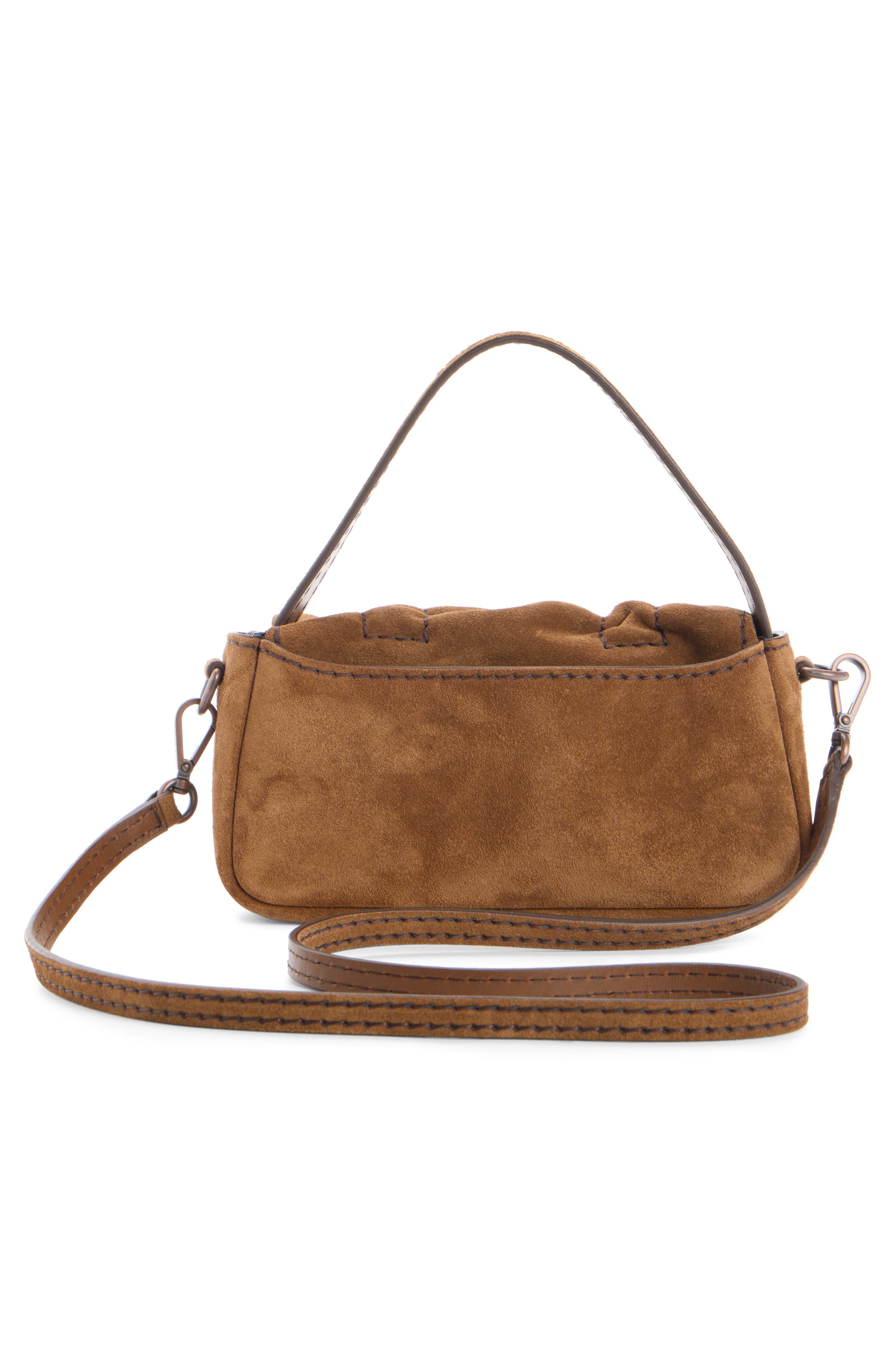 Acne Studios Micro Multipocket Suede Crossbody Bag, Alternate, color, Cognac Brown