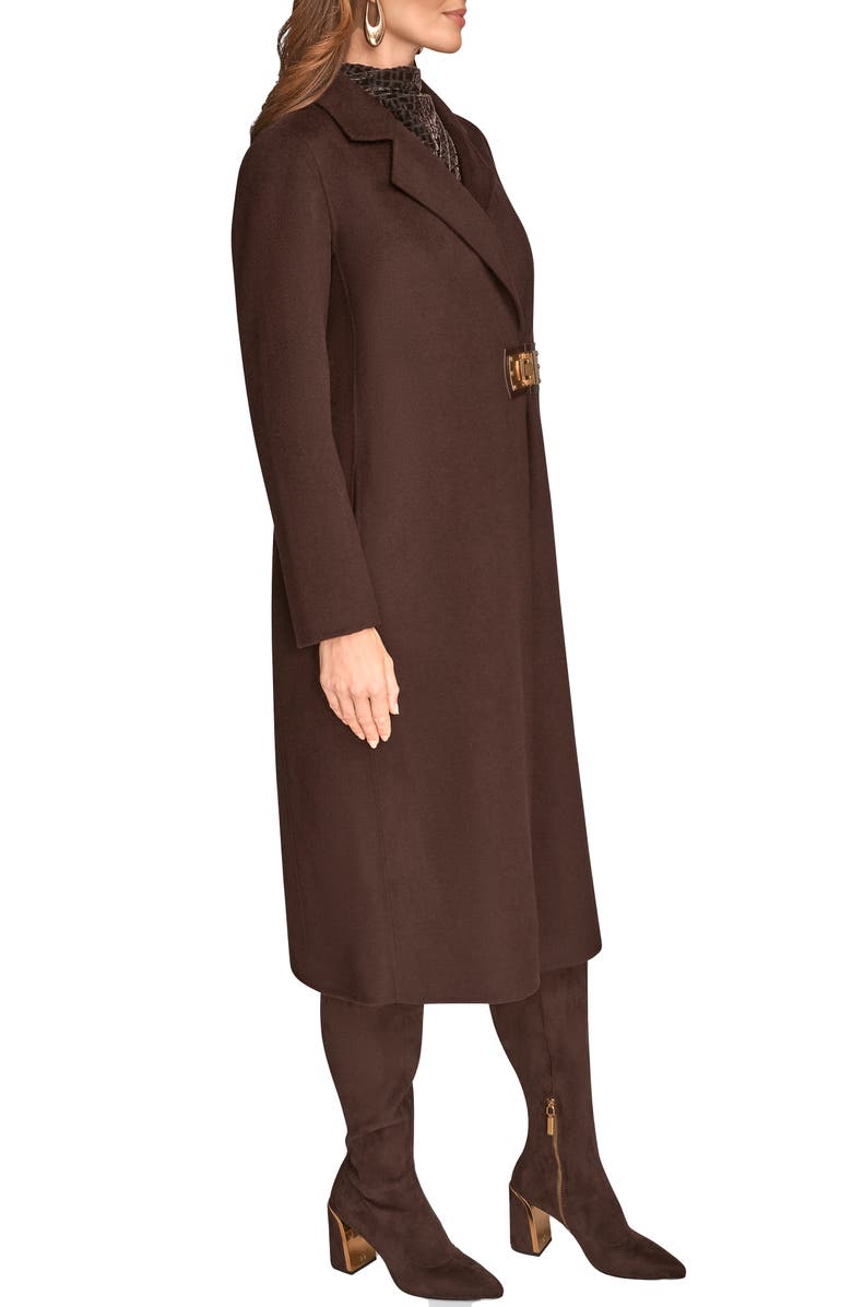 Donna Karan New York Wool Blend Buckle Coat, Alternate, color, Chocolate