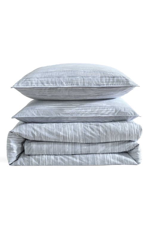 Calvin Klein Wavy Stripe Washed Percale Duvet Cover & Sham Set In Blue