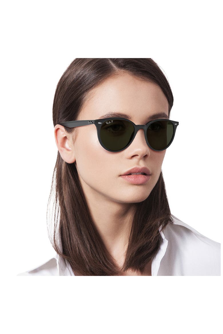 Phantos 53mm Polarized Round Sunglasses, Alternate, color, BLACK/ GREEN SOLID