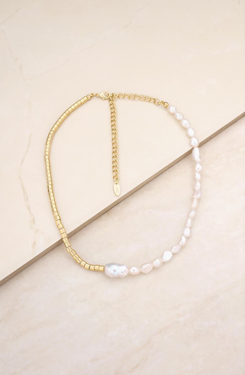 Ettika Freshwater Pearl Necklace, Alternate, color, Gold