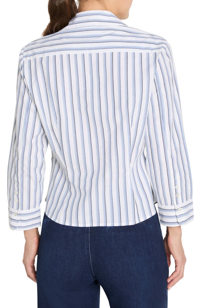 NIC+ZOE Iconic Stripe Tie Front Button-Up Shirt, Alternate, color, Indigo Multi