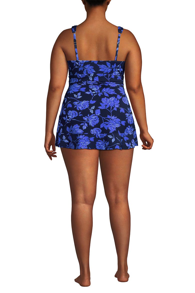 Plus Size SlenderSuit Grecian Mini Swim Dress, Alternate, color, Navy Graphic Floral