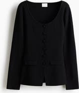 H&M Scoop-neck Rib-knit Cardigan
