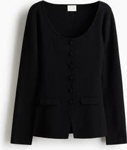 H&M Scoop-neck Rib-knit Cardigan