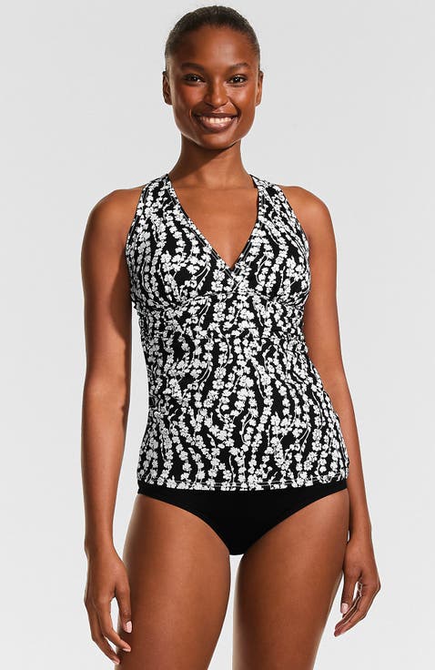 D-Cup V-Neck Plunge X Back Tankini Top
