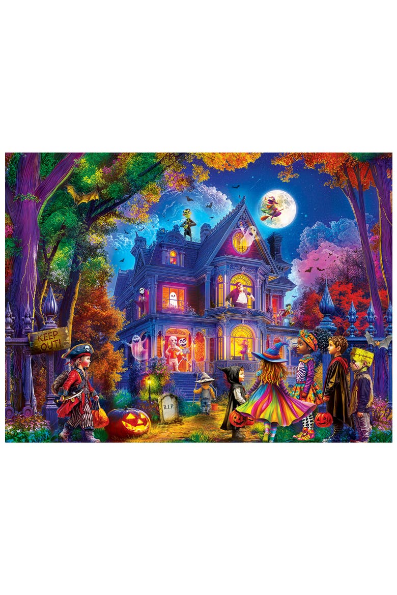 Halloween Manor 300 Piece Glow Puzzle, Alternate, color, Multicolor