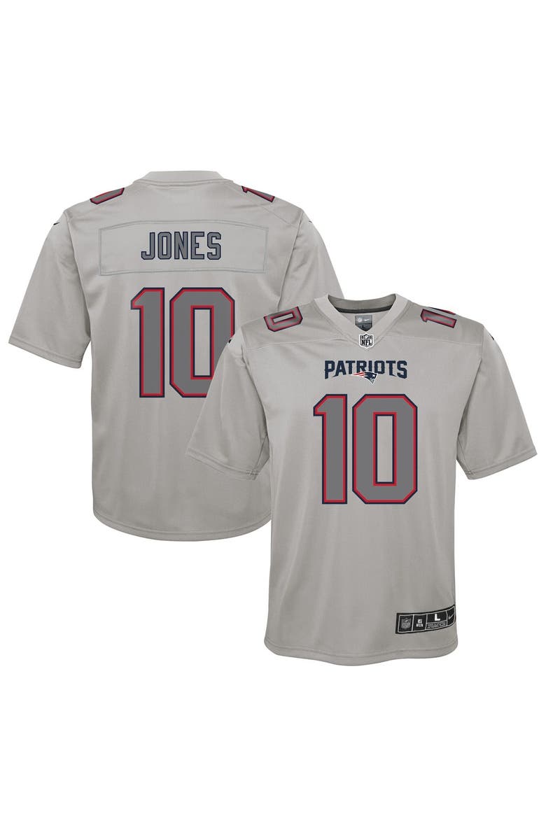 Nike Youth Nike Mac Jones Gray New England Patriots Atmosphere Fashion Game Jersey, Main, color, 