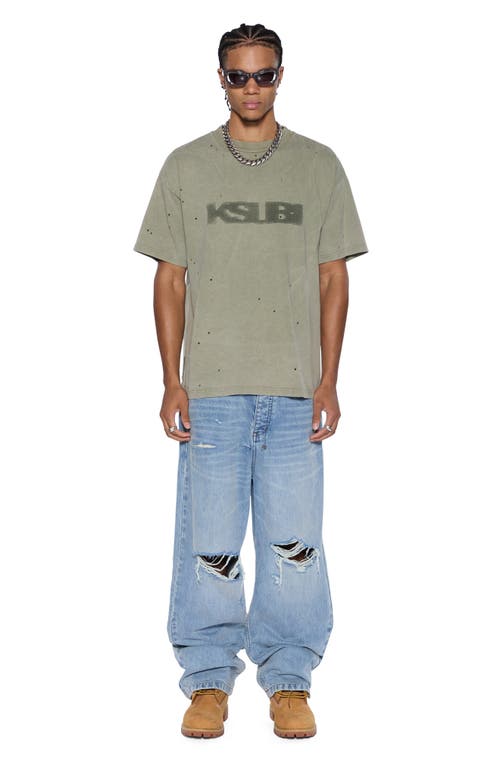 Ksubi Blasted Ekcess Oversize Distressed Graphic T-shirt In Gray