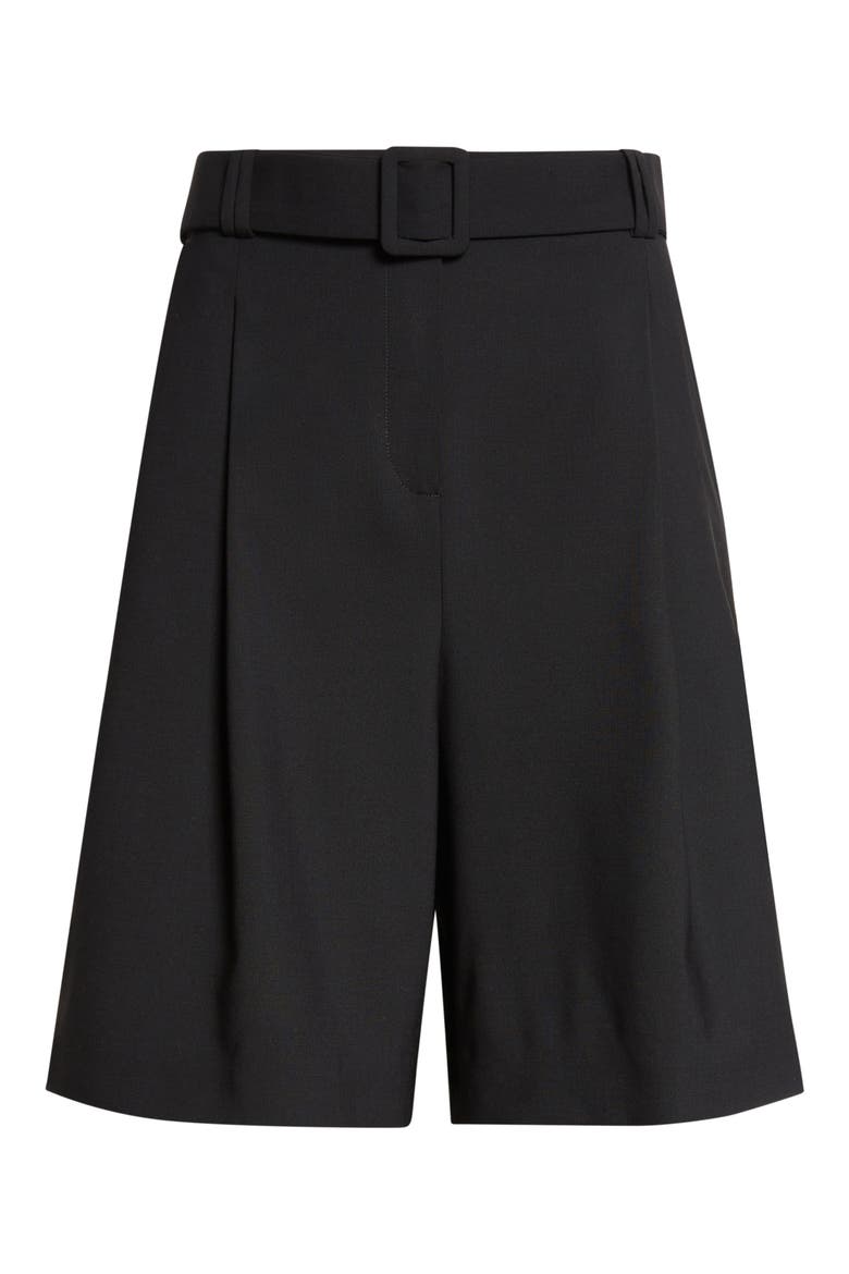 Belted Stretch Virgin Wool Shorts, Alternate, color, 22 BLACK