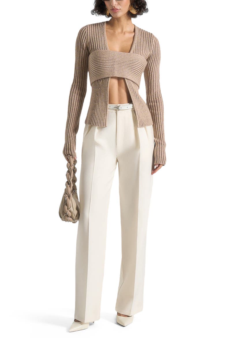 Manière De Voir Marisa 2-In-1 Knit Bandeau Cardigan, Alternate, color, Taupe