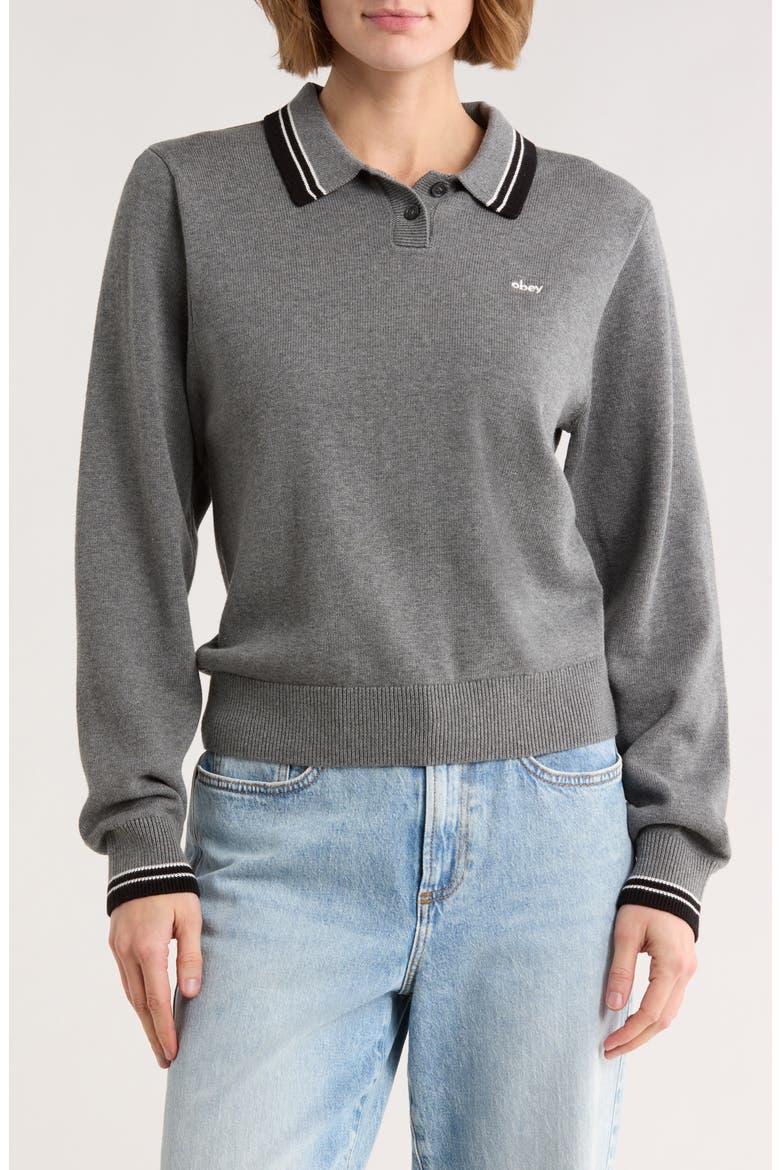Goalie Cotton Polo Sweater, Main, color, GREY HEATHER