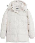 Desigual Flocked Print Quilted Puffer Jacket with Removable Hood