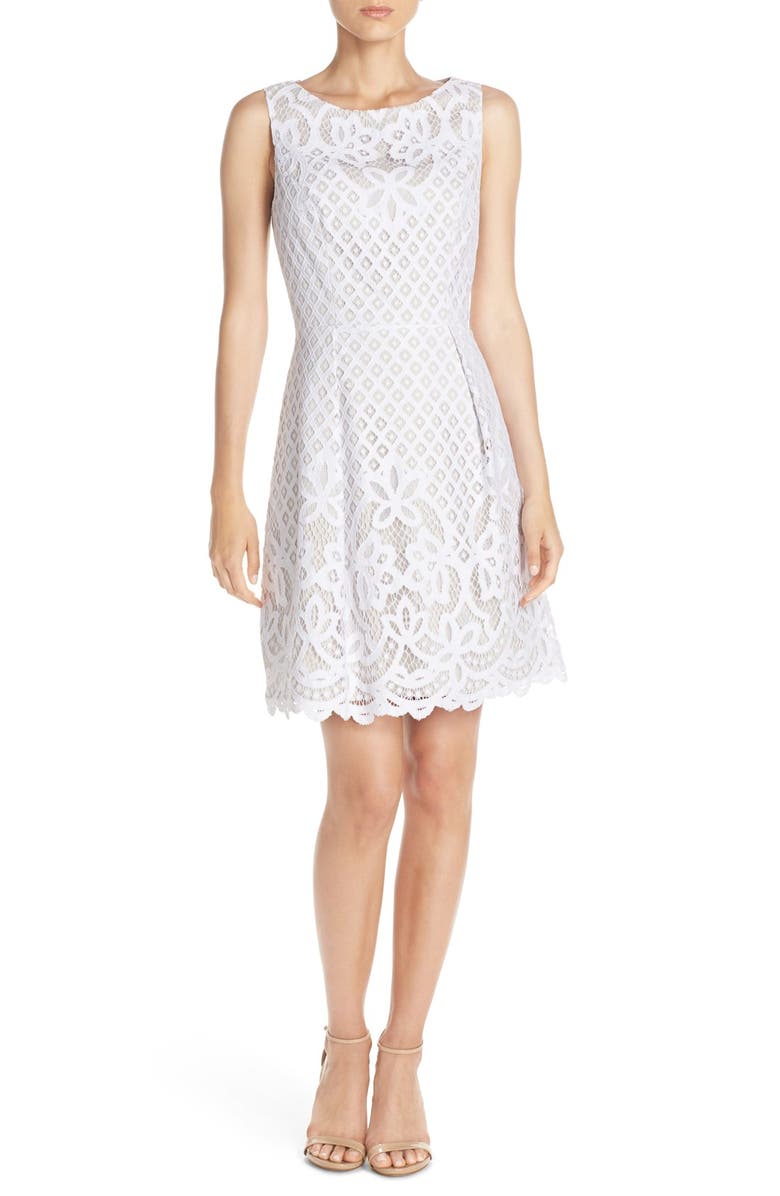 Adrianna Papell Lace Fit & Flare Dress, Alternate, color, 