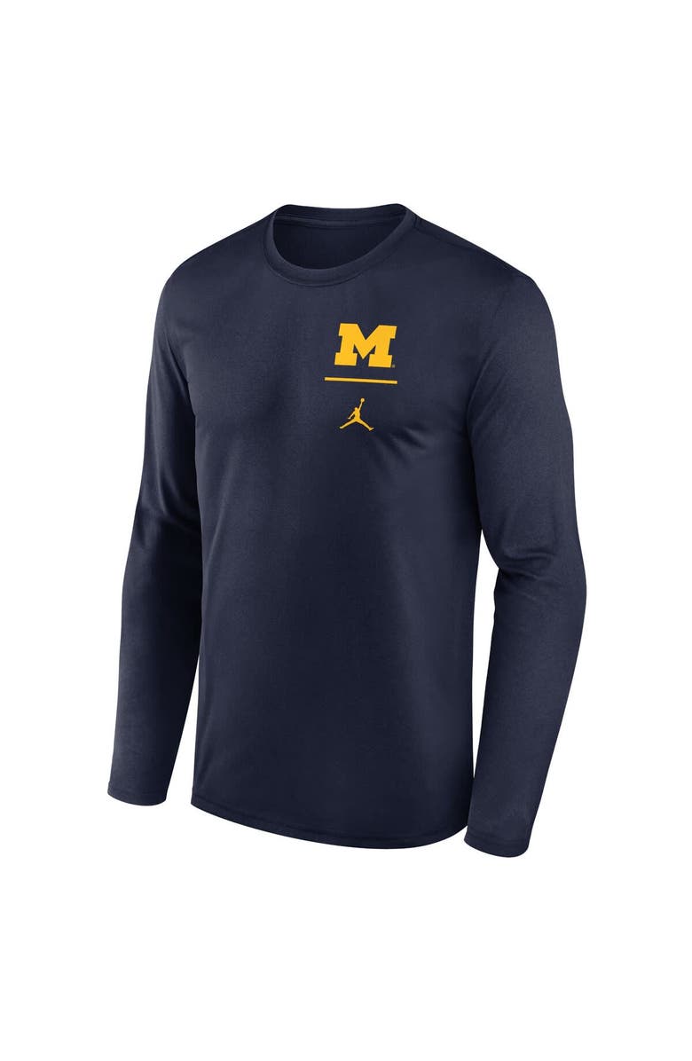 Jordan Brand Men's Jordan Brand Navy Michigan Wolverines Primary Stack Legend Long Sleeve T-Shirt, Alternate, color, 