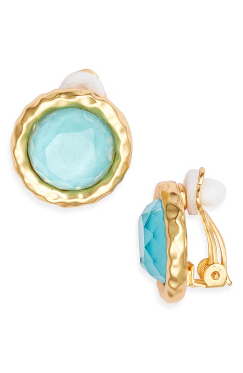 Bezel Round Clip-On Earrings