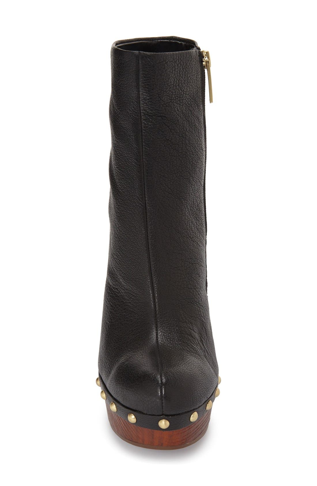 'Renegade' Platform Clog Bootie, Alternate, color, BLACK LEATHER